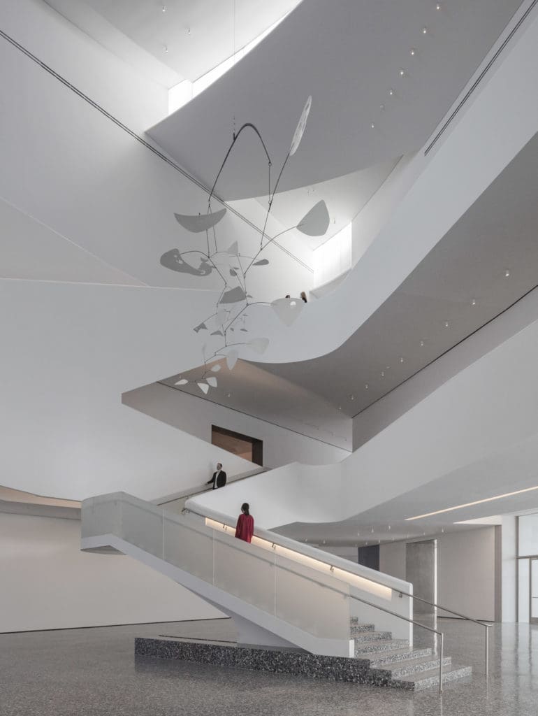 The Alexander Calder mobile hangs in the central hall of the Nancy and Rich Kinder Building of the Museum of Fine Arts, Houston.  (Photo by Richard Barnes, Courtesy of the Museum of Fine Arts, Houston)
