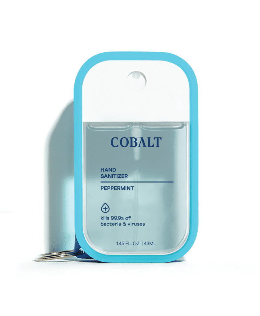 The Cobalt Germ Out Keychain perfect for backpacks and easy access.