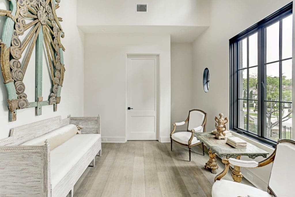 A sitting room on the second floor joins two of the second floor bedrooms