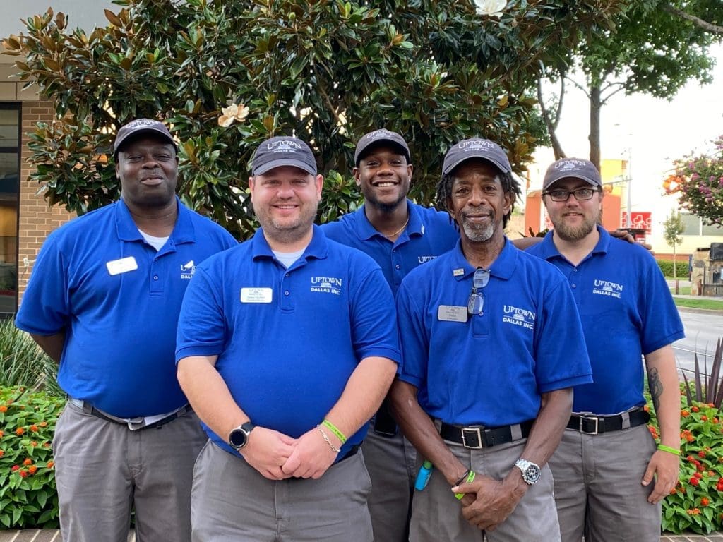 Uptown Dallas is staying on top of COVID-19 by deploying its crew of Block by Block Clean Street Ambassadors, who sanitize crosswalk buttons, park benches, handrails, door handles and knobs and more on a regular basis