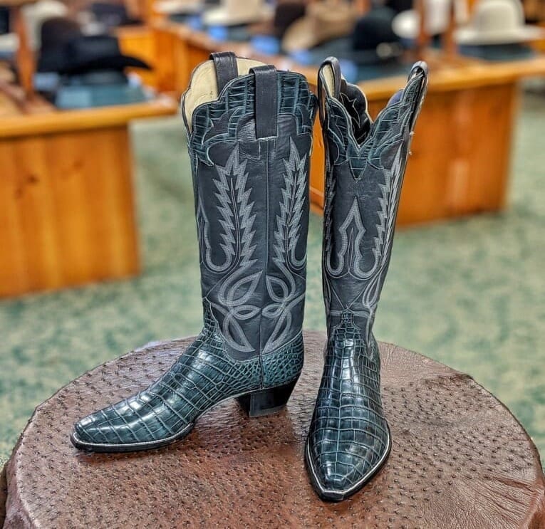 M. L. Leddy Custom Gray Crocodile with 16 inch tall kangaroo tops.