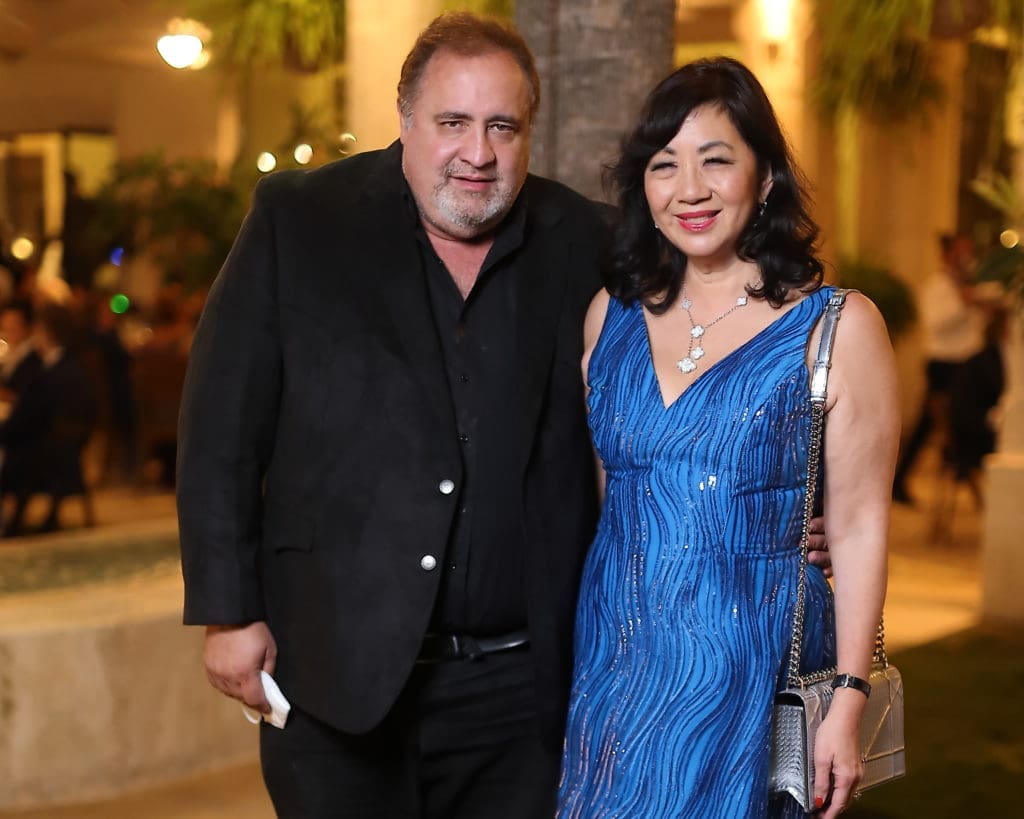 Matt Brams & Alice Mao Brams at the Correa Family Foundation dinner hosted by Fabergé at the home of Isabel and Ignacio Torras. (Photo by Quy Tran)