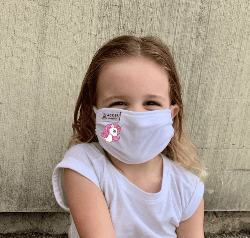 Accel Lifestyle products made from  trademark-registered anti-bacterial Prema fabric includes athletic clothing and masks for children.