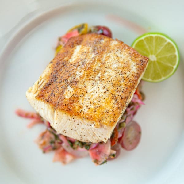 Dutch Hiramasa With Grape and Tomato Salad