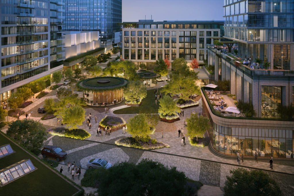 Autry Park, stretching from Allen Parkway to West Clay, is planned as an integrated urban village under the development of Hanover Company and Lionstone Investments. (Courtesy rendering)