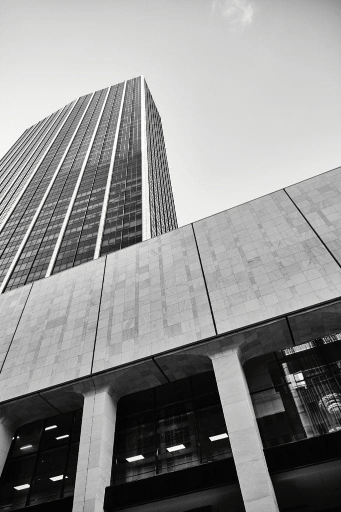 The National building with original
marble and dark glass exterior.  (Photo by Gustav Schmiege)