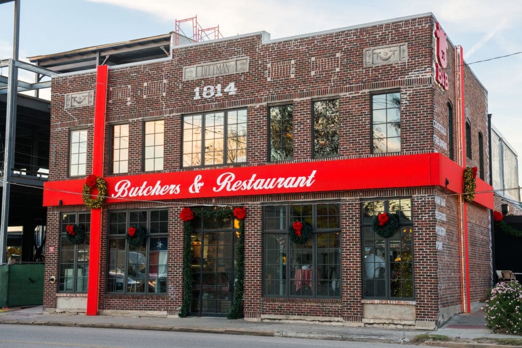 B&B Butchers is wrapped up like a gift  for the holiday season. It's a vivid expression of Benjamin Berg's love of Christmas. (Photo by Jacob Power)
