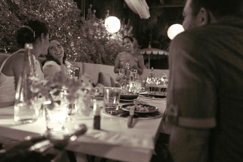 An intimate gathering followed the short ceremony on the grounds of the Parker. (Photo by Tom Shirmacher)