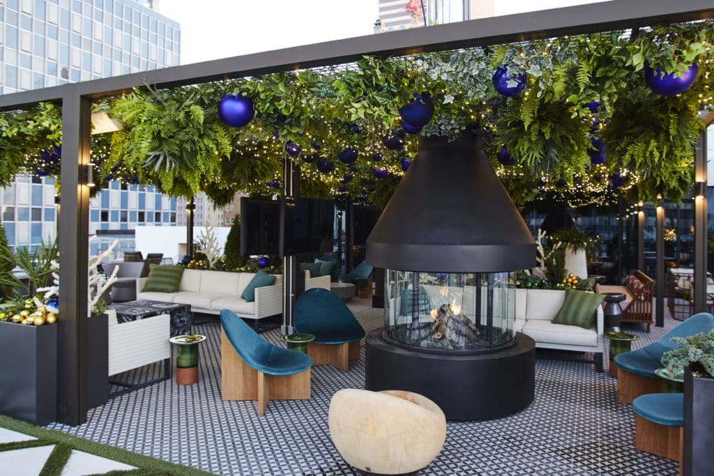 The 9th floor rooftop terrace at Catbird offers plenty of room to social distance. (Photo by Gustav Schmiege)