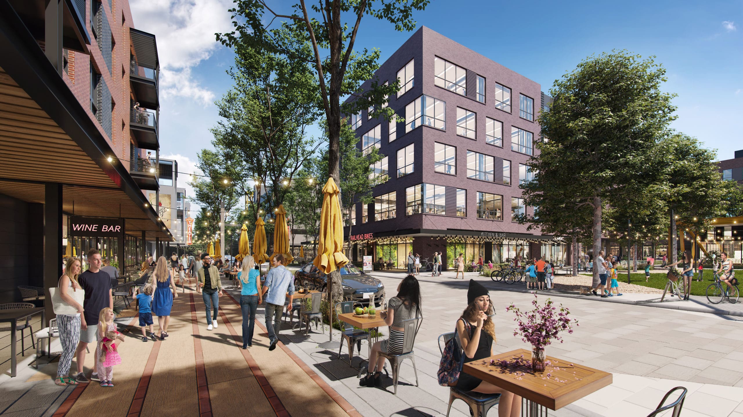 East River Phase One sidewalk scene; Rendering Courtesy of Midway
