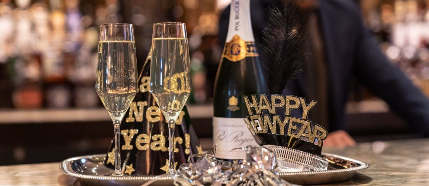 The Houstonian’s New Years’ hats and champagne.