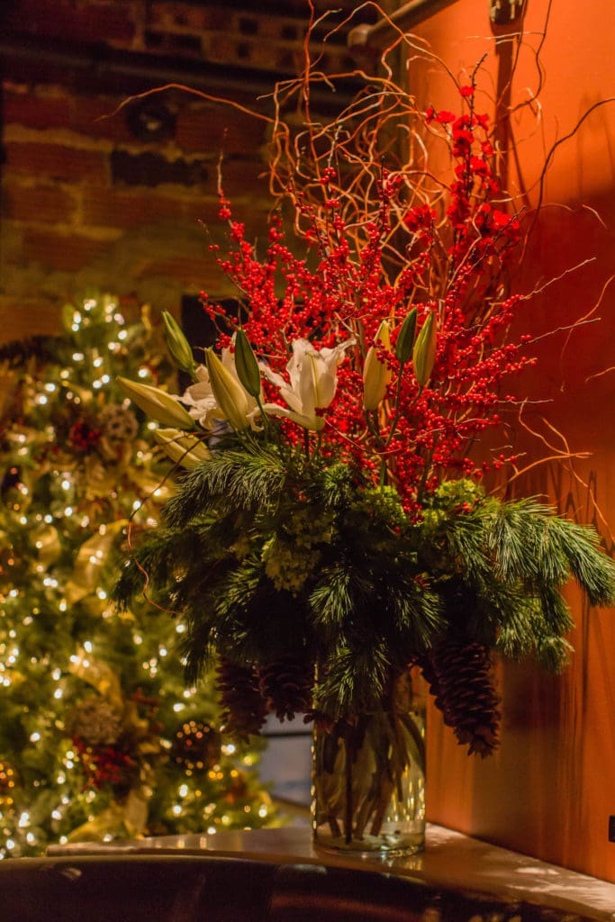 John Friedman Flowers provides the lavish holiday decor for all of Berg Hospitality's restaurants. (Photo by Bonner Rhoden)