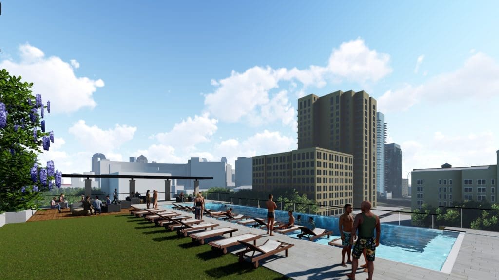 The pool brings a view at Marriott Dallas Uptown.