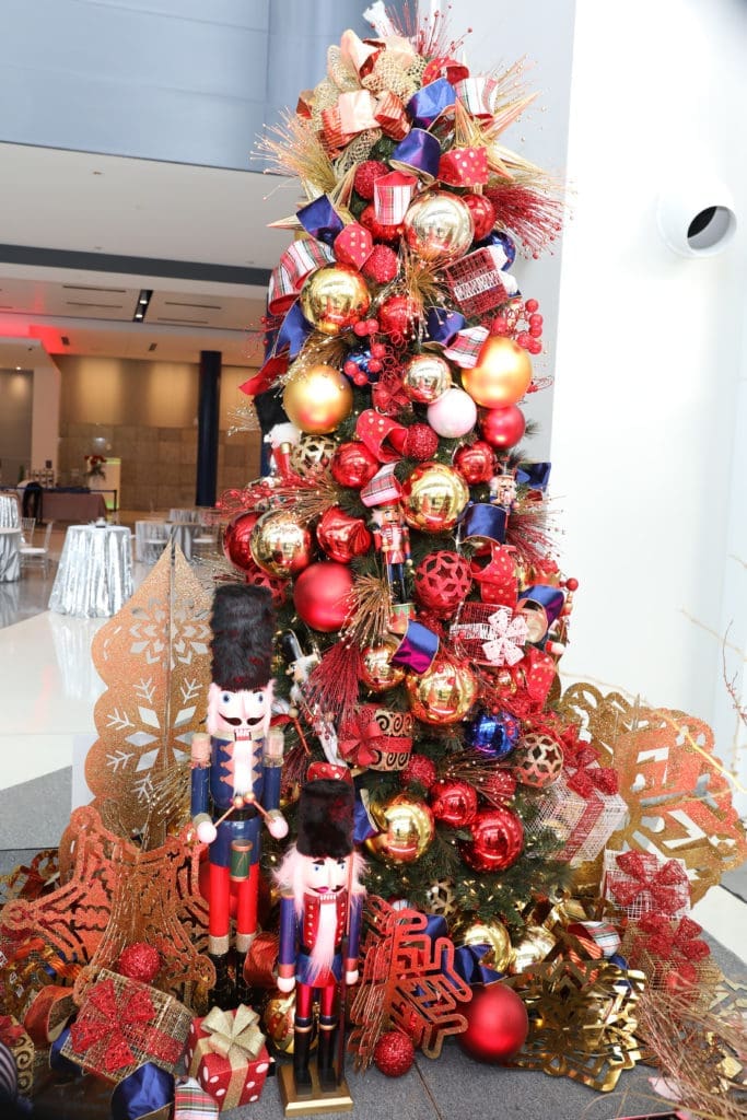 The Alley Theatre Deck the Trees display of decorated conifers. The Nutcracker tree by Macy's.