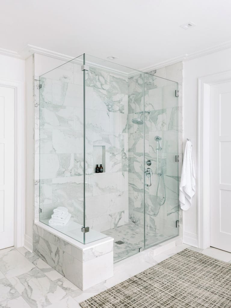 The master bath in residence #302 in The Sophie at Bayou Bend (Photo by Divya Pande)