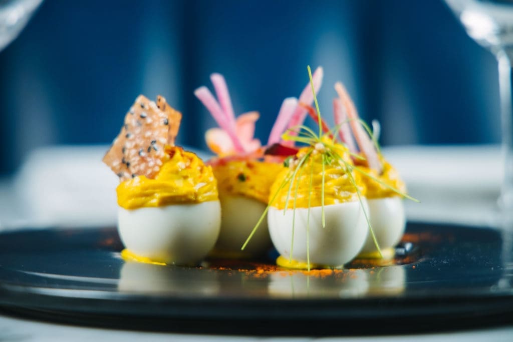 How about an order of Wicked Eggs for a starter. 