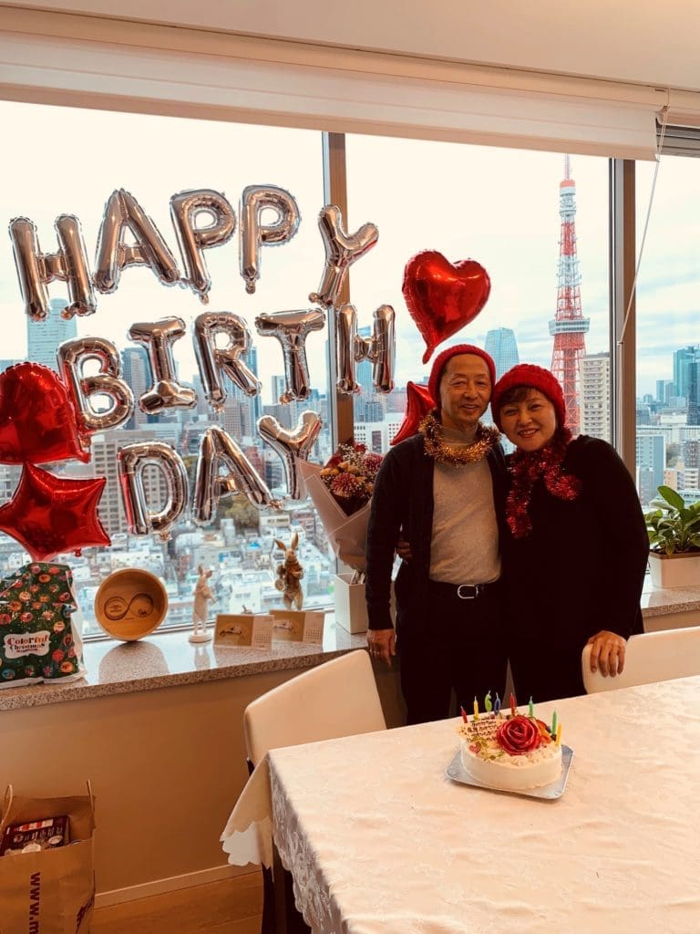Yasuhiko & Akemi Saitoh participate in the 'Onstage Dinner' from Tokyo. (Photo courtesy of Akemi Saitoh)