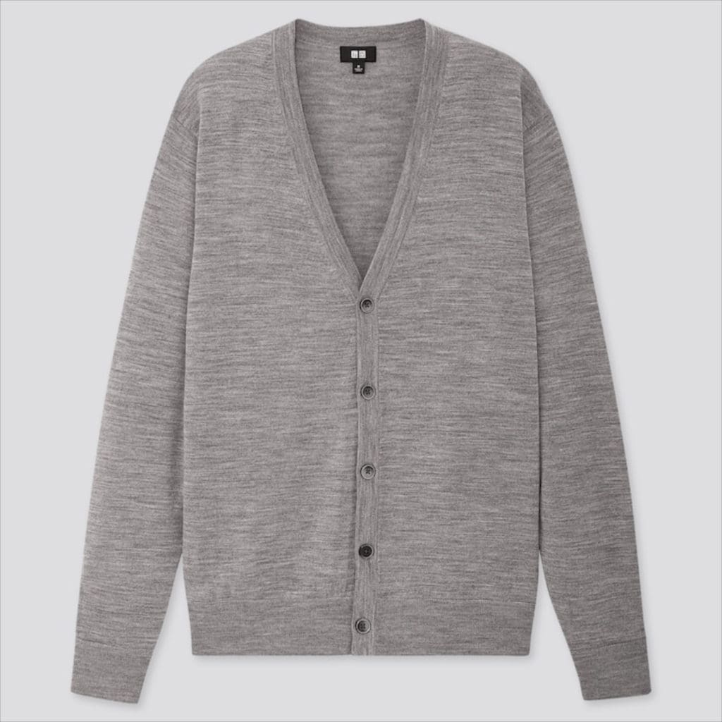 Japanese company Uniqlo offers an affordable option for those looking to purchase multiple colors. (Merino V-Neck Long Sleeve Cardigan, currently on sale for $39)