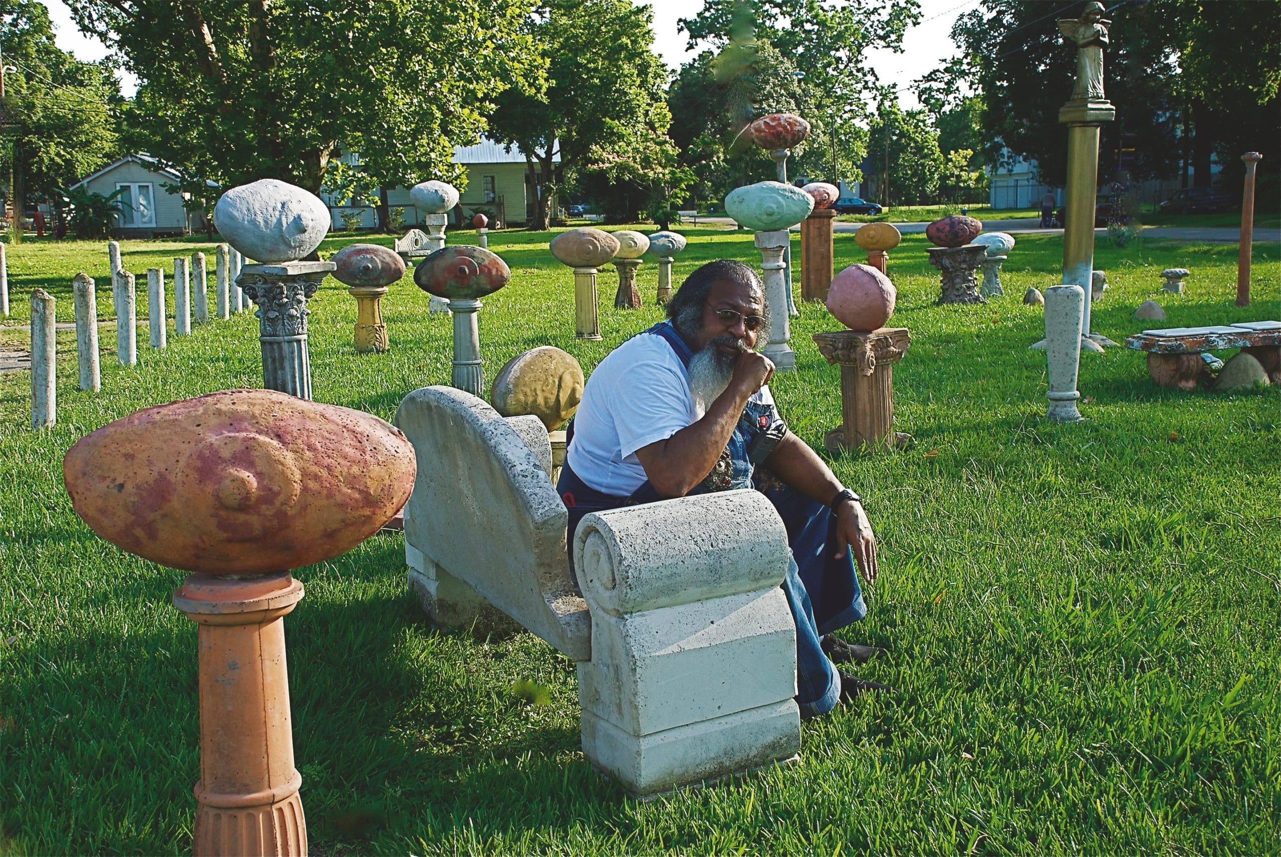 Bert Long Jr. circa 2008, in his "Field of Vision", 2000 at Project Row Houses, Houston