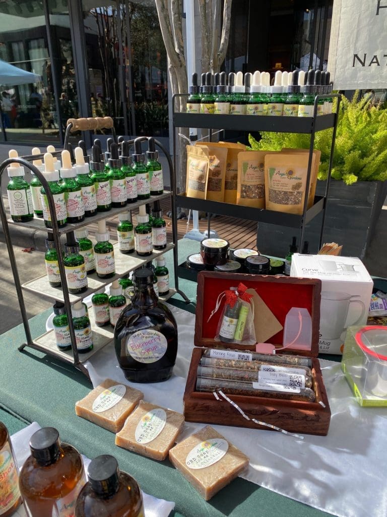 Angie's Gardens offers everything from teas to soaps to elixirs at the River Oaks District market. (Photo by Shelby Hodge)