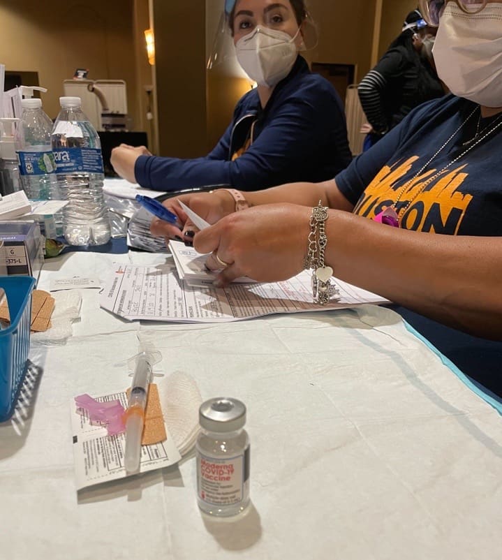 The Houston Health Department has sent up a vaccination center at the Bayou City Event Center. (Photo by Jane Howze)