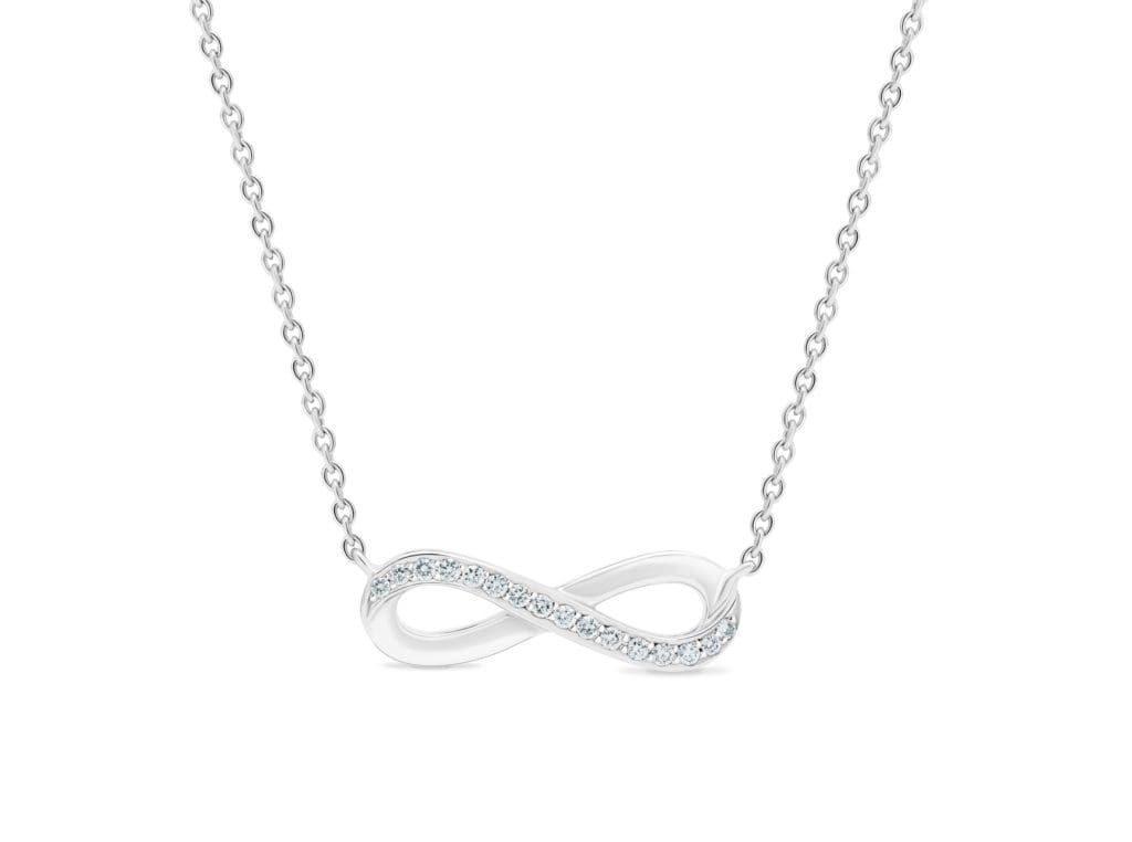 De Beers' Infinity Necklace is a match for the delicate Infinity Bracelet in the My First De Beers collection.  