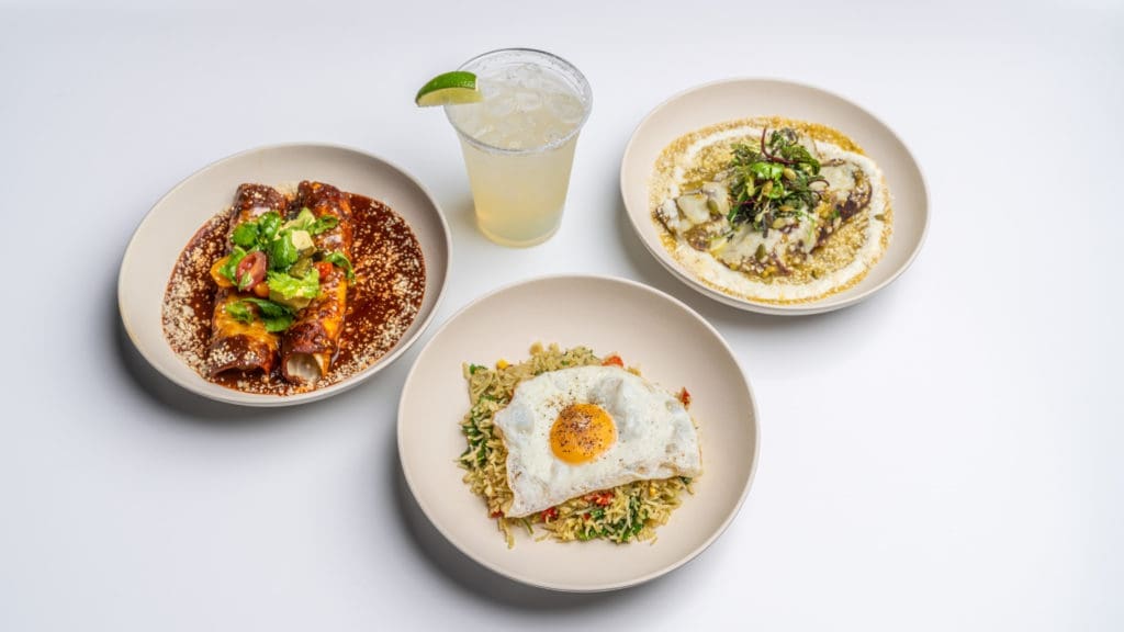 The LADA menu includes six kinds of enchiladas, tacos, salads, and more.