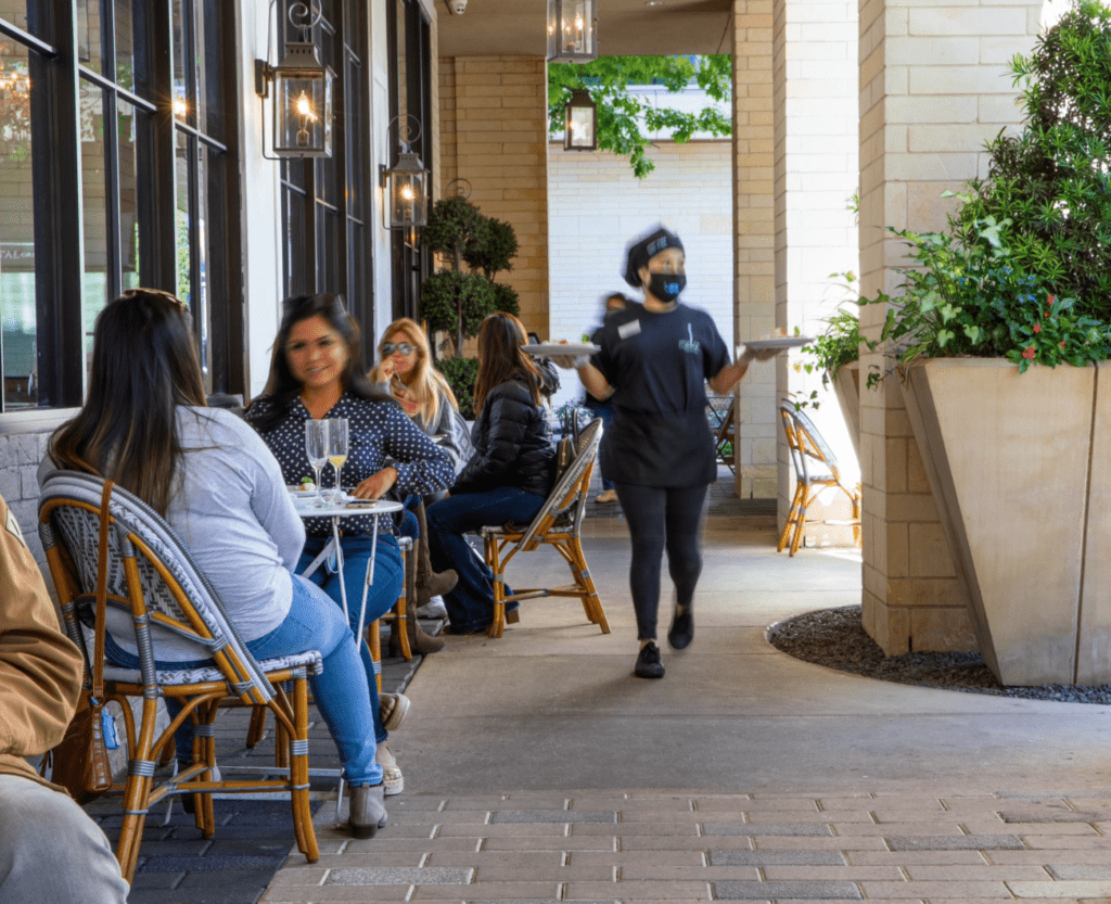 Restaurant patios offer CITYCENTRE diners safe, beautiful places for breakfast, lunch and dinner.