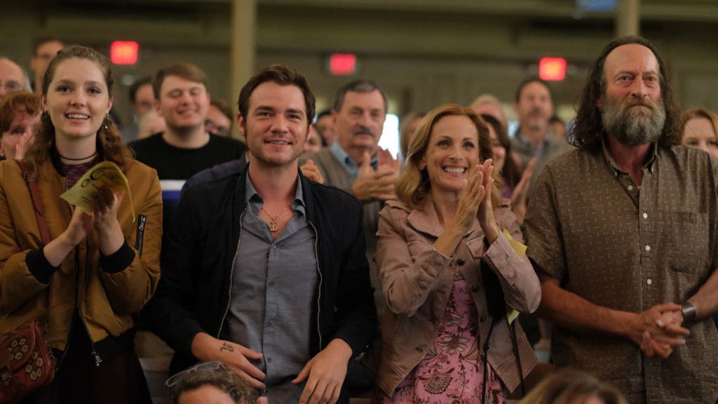 Marlee Matin, Academy award winner, (pictured second from right), stars in CODA streaming on Hulu.  (Photo courtesy of Sundance Institute)