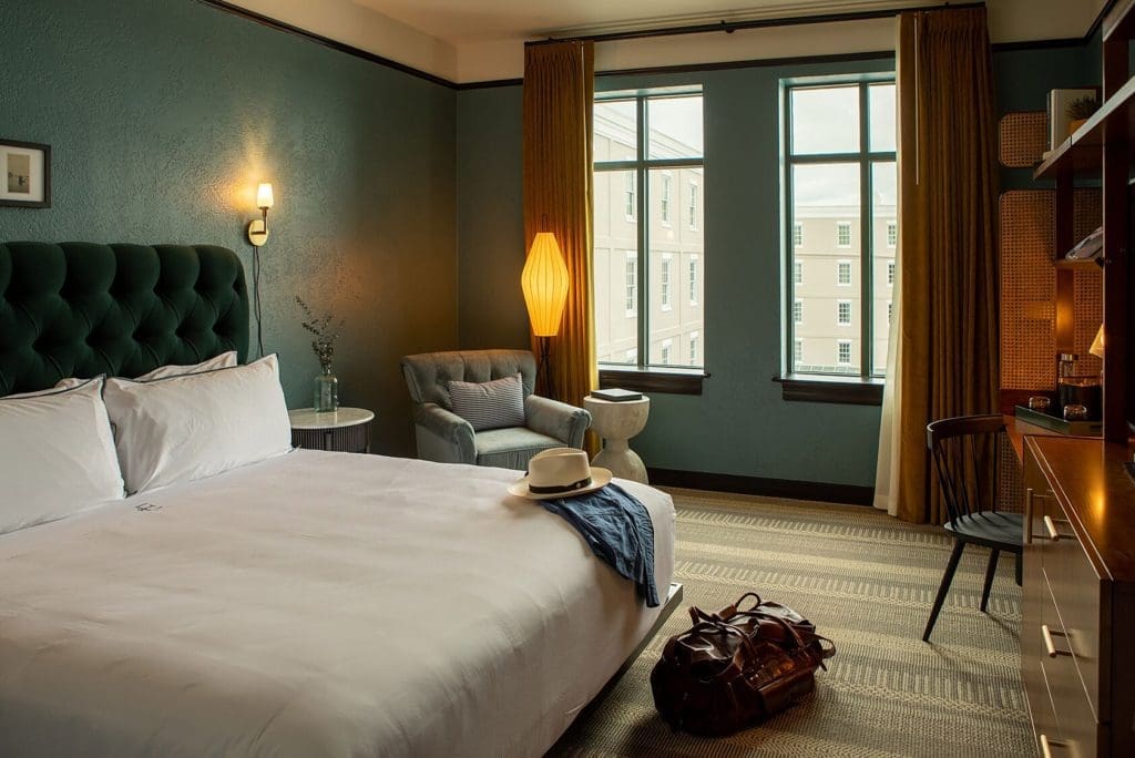 The spacious suites at Emeline are cozy with upscale luxury. 