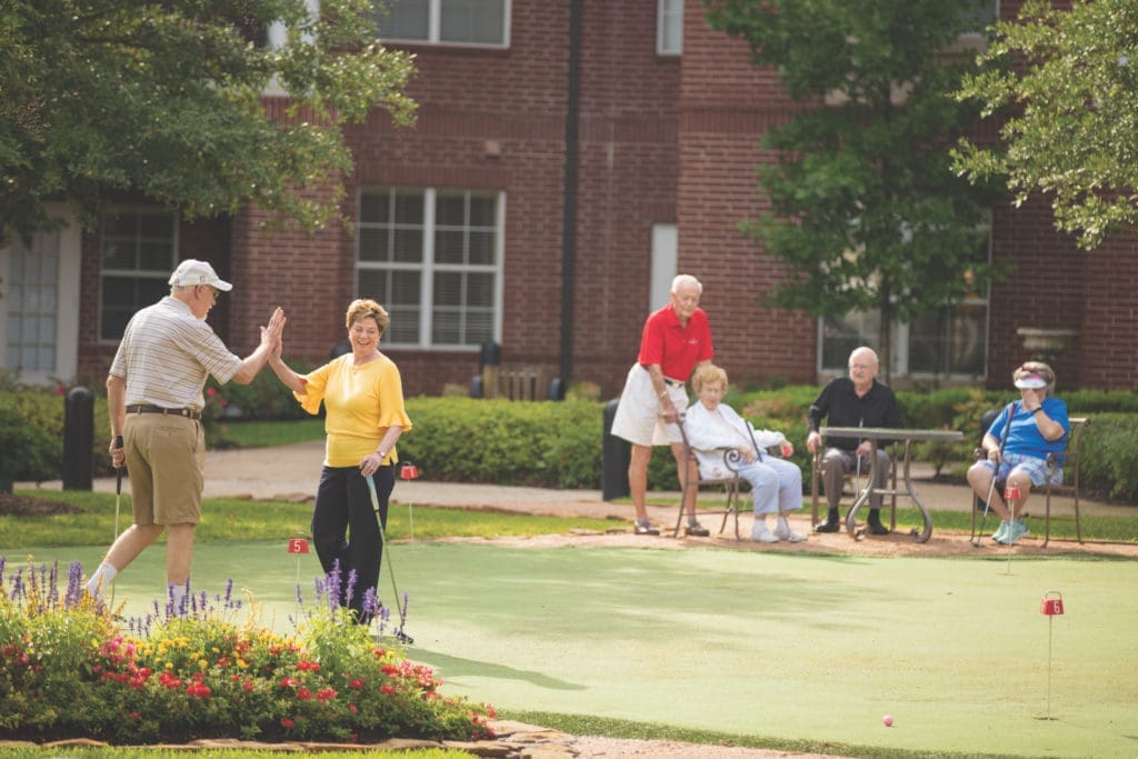 Croquet is among the numerous activities at The Buckingham senior living community in Houston that encourage friendships among residents.