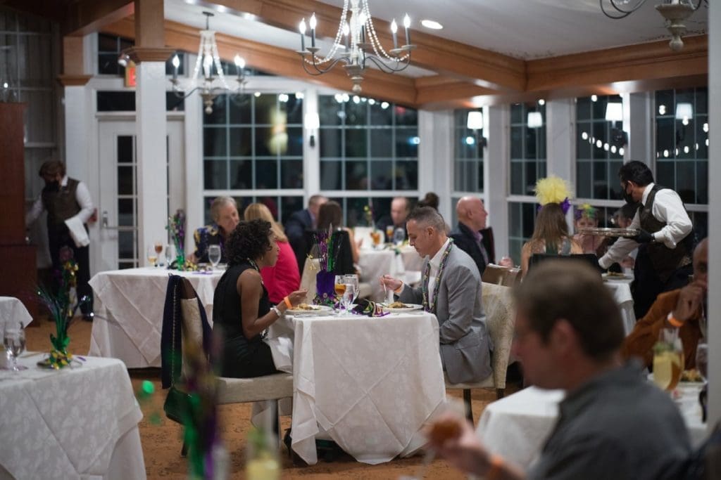 All three dining rooms at The Houstonian's Manor House entertained Mardi Gras guests. (Photo by Daniel Ortiz)