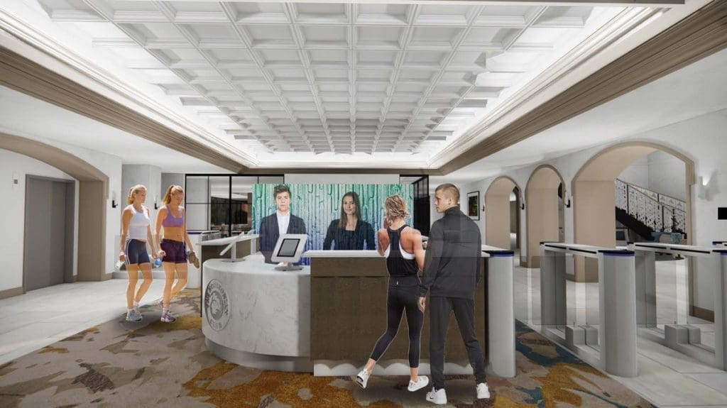 A rendering of the lobby of The Houstonian Club as imagined in the massive renovation project.