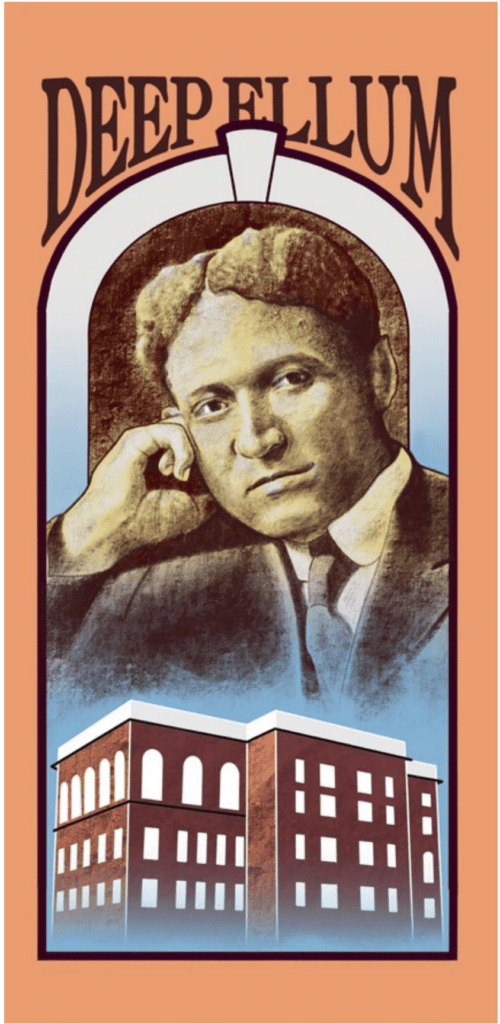 Dallas artist JD Moore chose to showcase William Sidney Pittman on his banner.