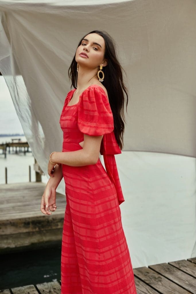 Designer Christy Lynn Lee's Jacqueline dress for her namesake, Christy Lynn, fashion firm.