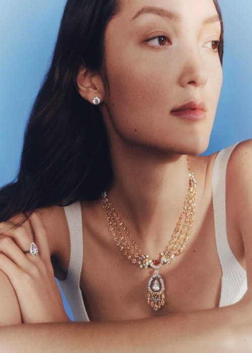 Inspired by the vibrant undersea world of South Africa's Landers Reef, the Landers Radiance necklace can be worn in five different ways including as a choker and as a headband. (Photo courtesy of De Beers Jewellers)