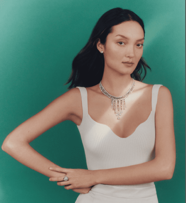 The Okavango Grace necklace in De Beers' Reflections on Nature high jewelry collection is stunner with a 72.38 carat weight set in 18K white gold. (Photo courtesy of De Beers Jewellery)