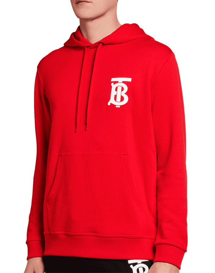 Stay casual but in the holiday spirit with this red Burberry hoodie. Available at Neiman Marcus and neimanmarcus.com.