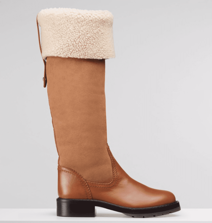 Chloé captures the essence of a riding boot in this sophisticated suede and leather winter boot, just right for the Texas deep freeze.