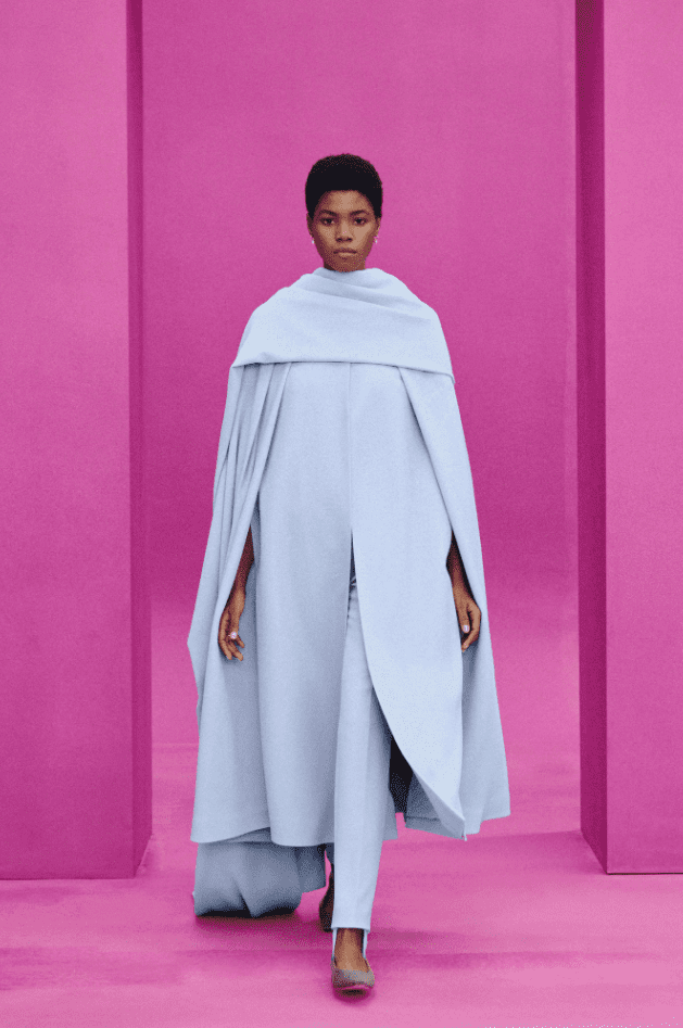 Emilia Wickstead blanket-like long tunic and trousers. (Photo courtesy of Emilia Wickstead) 