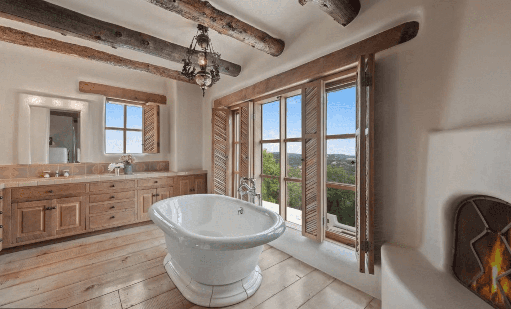 The view from the second floor master bath is the best in the San Antonio house of George Strait. (Photo by LRES)