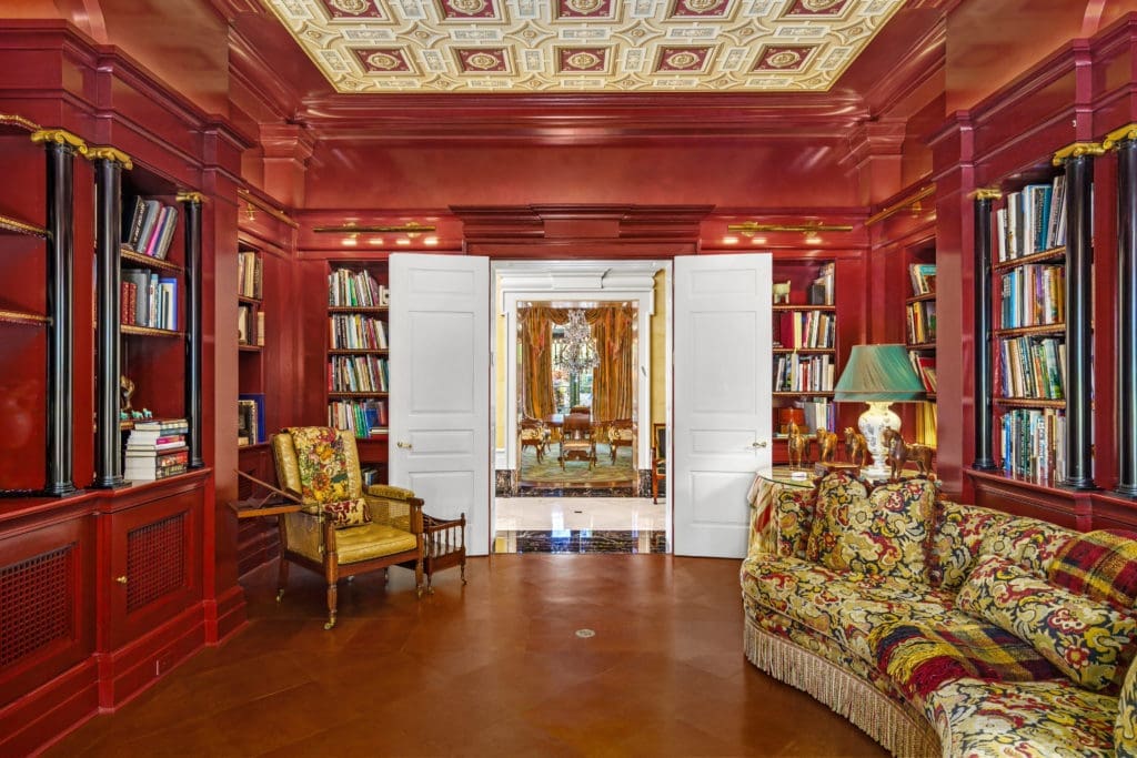 Another view of the library in the Gerald Hines home in River Oaks. (Photo by Sonya Bertolino)