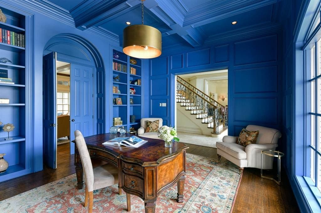 The azure blue study is the ultimate work from home amenity.