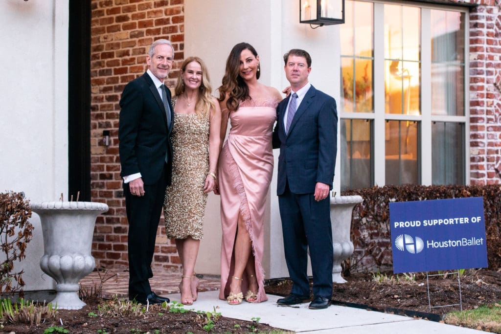 Edward & Deborah Koehler, Anna Winter, Kris Binnion at the Koehler home for the Houston Ballet virtual ball. (Photo by Michelle Watson/CatchlightGroup.com)