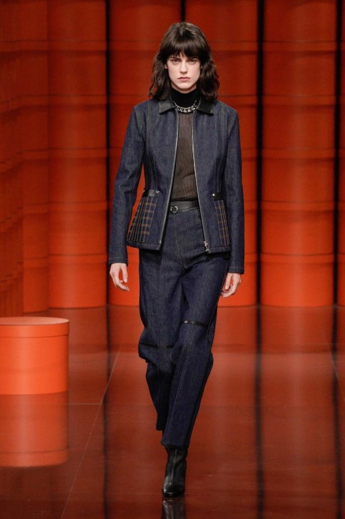 Hermès denim pantsuit. (Photo courtesy of Hermès)
