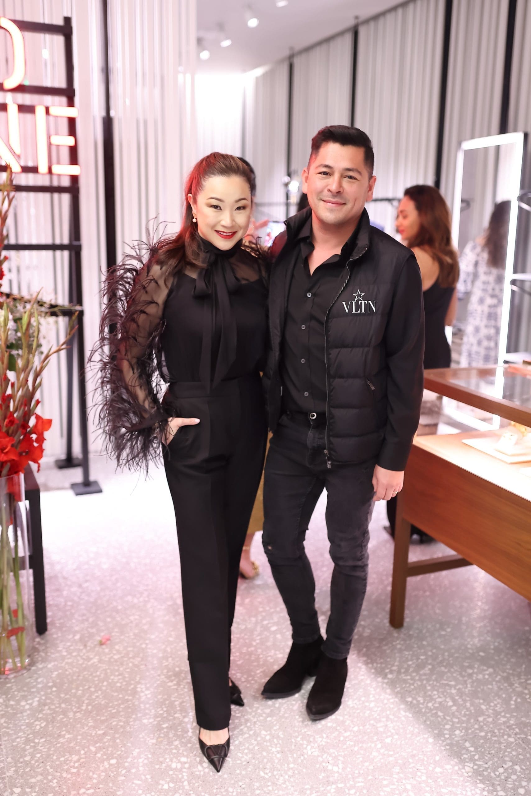 Sharon Torres, Orlando Ocanas-Manzo at the Valentino boutique opening in The Galleria benefiting  Fabrica de Milagros in the Dominican Republic. (Photo by Quy Tran)