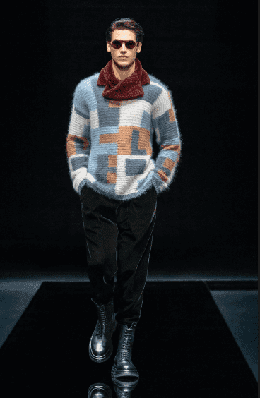 Giorgio Armani print sweater and slacks. (Photo courtesy of Giorgio Armani)