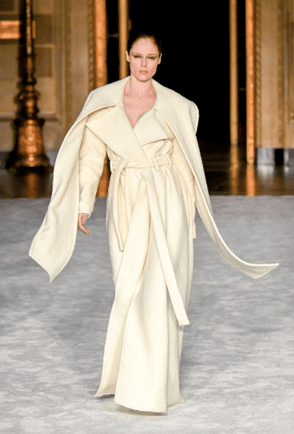Christian Siriano belted cream colored coat with cape detail. (Photo courtesy of Christian Siriano)