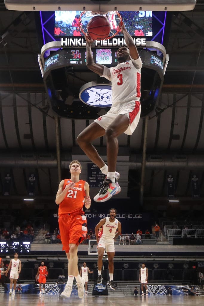 DeJon Jarreau's soaring breakaway slam put the exclamation point on the Elite Eight earning win. (Photo by Trevor Brown Jr/NCAA Photos via Getty Images)