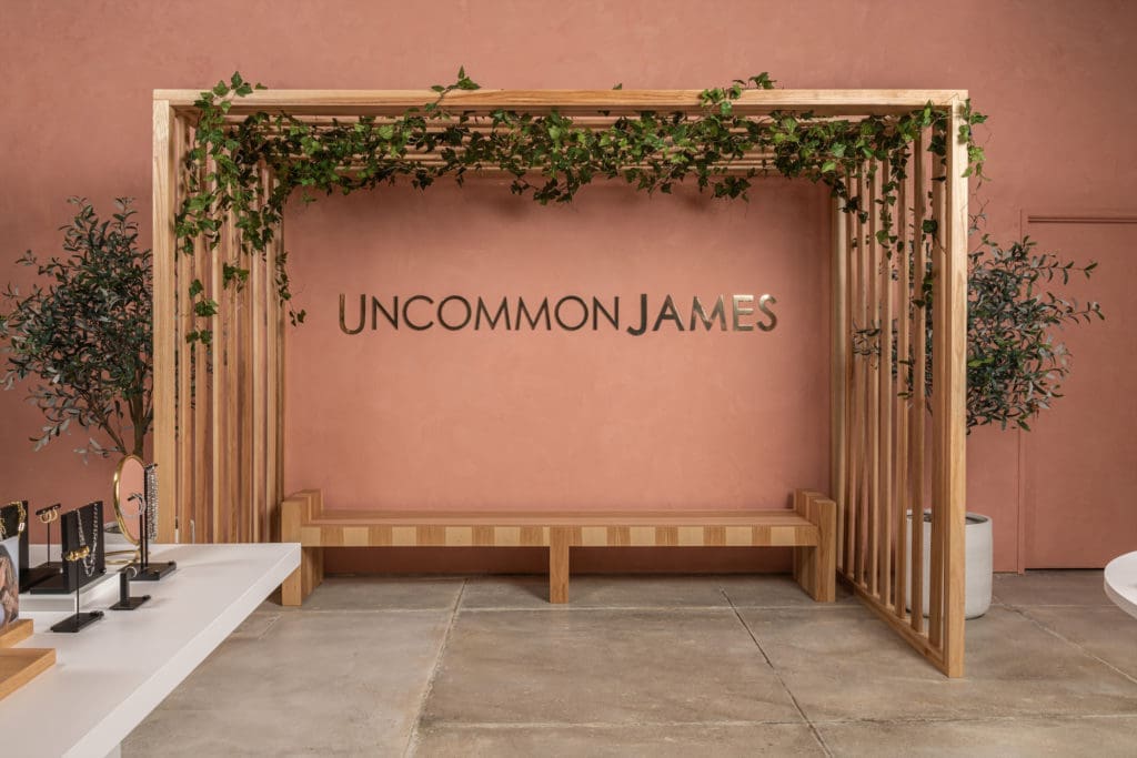 A photo opp-ready corner of Kristin Cavallari's new Deep Ellum boutique, Uncommon James. 